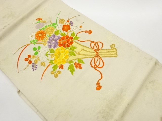 JAPANESE NAGOYA OBI / WOVEN BOUQUET PATTERN
